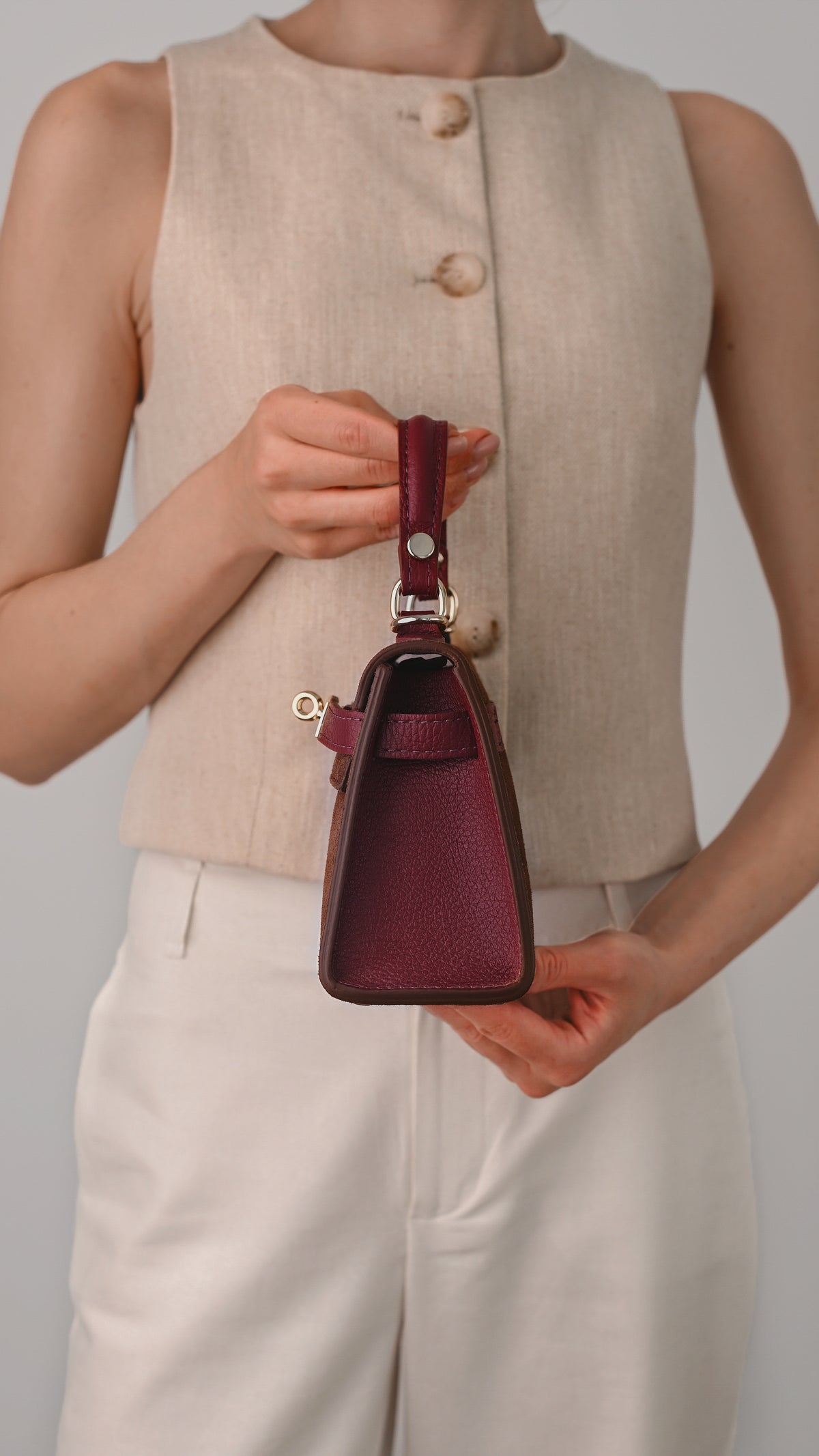 LINA MINI VELUR DARK MOCHA & WINE **ARE MICI IMPERFECȚIUNI**