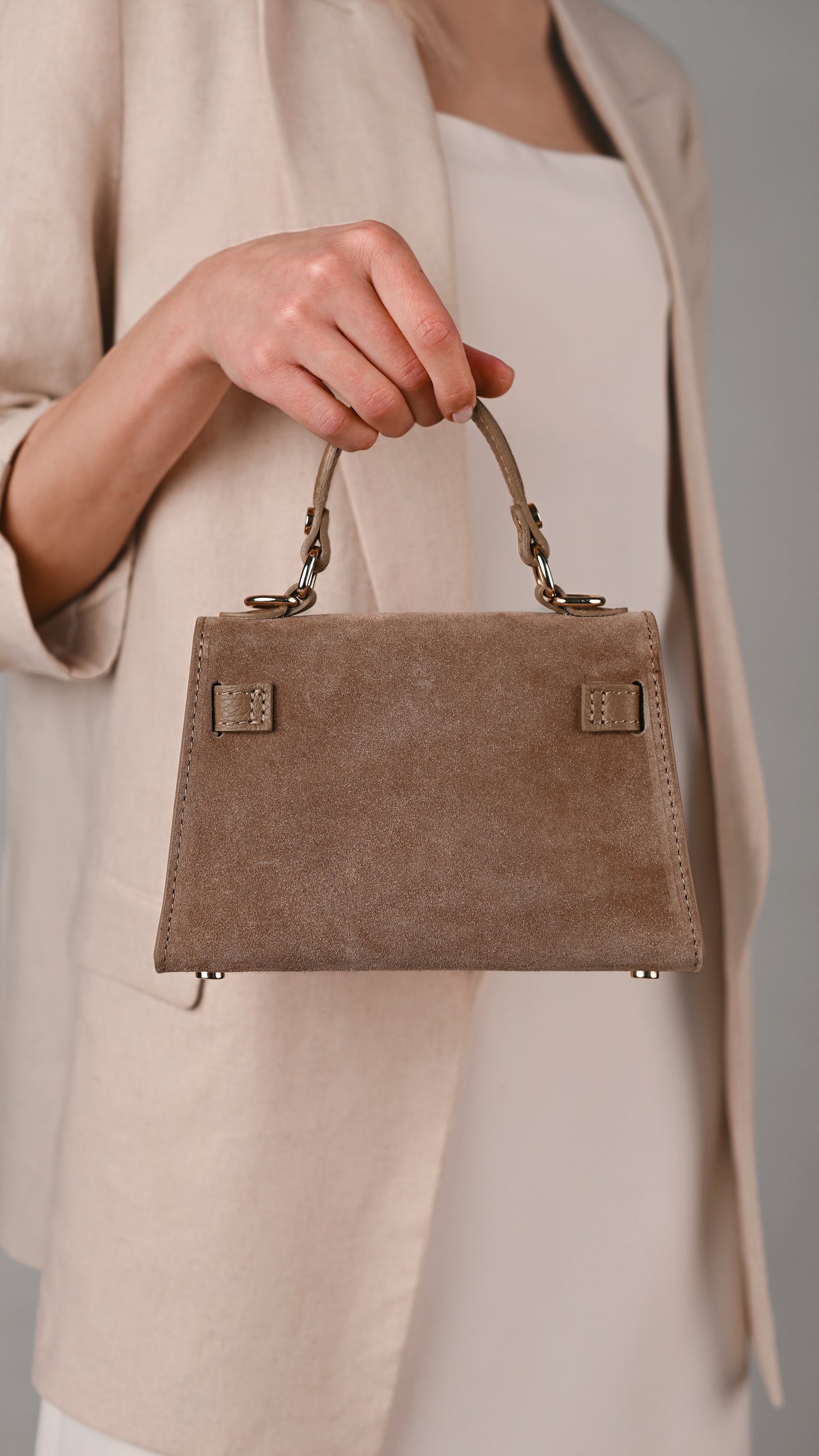 Geantă LINA mini taupe - interior și compartimente