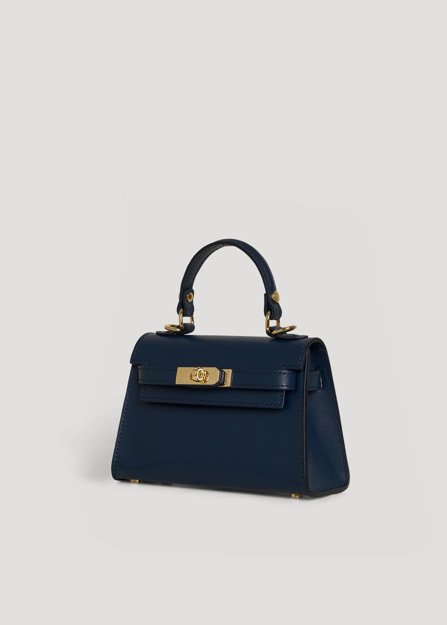 Geantă LINA mini navy blue - detaliu material piele