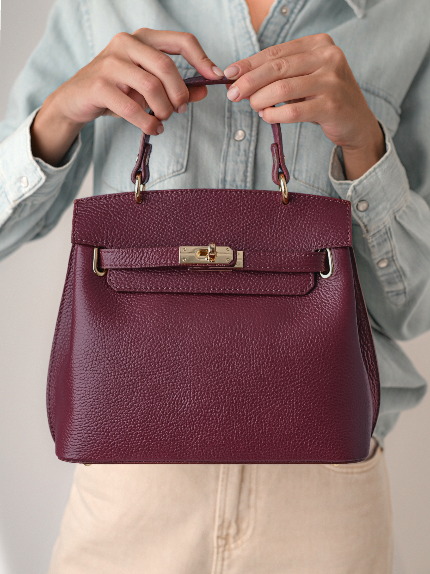 Geantă MIA piele naturală burgundy - vedere principală