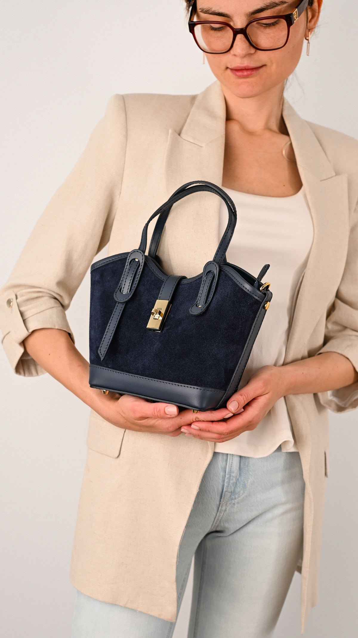 Geantă VANESSA mini midnight navy - interior și compartimente