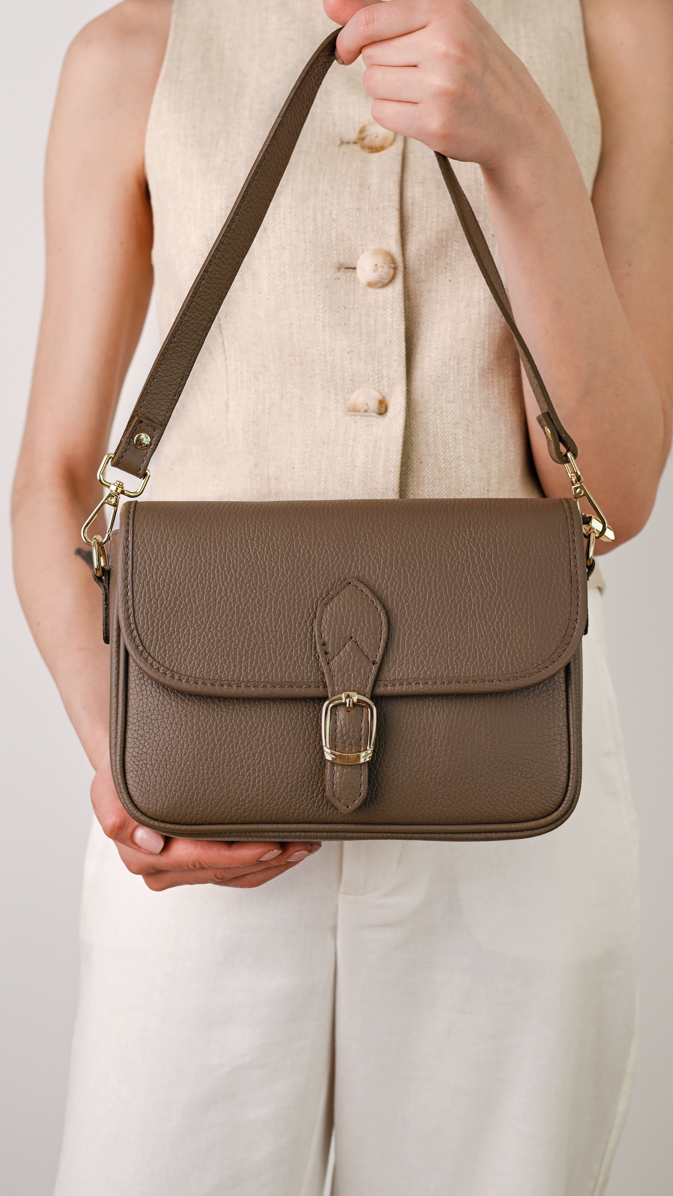 【美品】mekearisa / bebebag (urban taupe) Geantă MILENA Cappuccino | Piele Naturală | Mihailiuc – MIHAILIUC